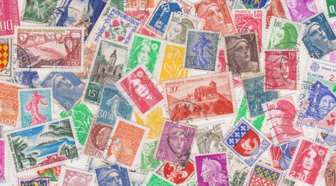 sheet of many different stamps